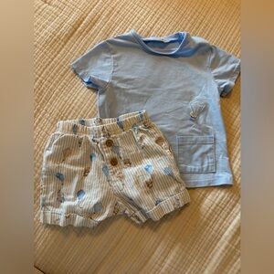 Mayoral Cream and Blue Baby Bloomers